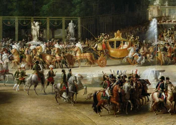 Napóleon (1769-1821) és Marie-Louise (1791-1847) belépése a Tuileries-kertbe esküvőjük napján, 1810. április 2-án (részlet) (lásd még: 19847 és 335481)